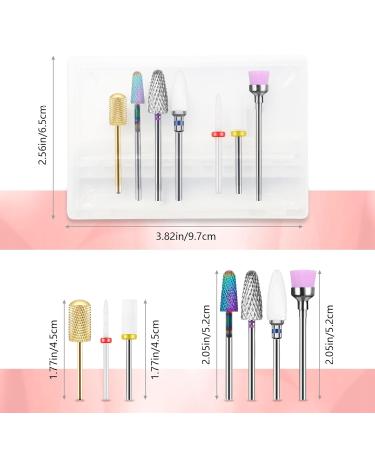 Heymkgo 7-Piece Nail Cutter Attachments Kit | Electrical Nail Drill Bits for Acrylic & Gel Manicure | 3/32 Inch Conical Barrels & Cones | Pedicure Tools - Buy Online on SooperMarket.com