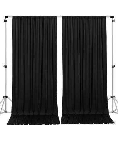 AK TRADING CO. 10 feet x 10 feet Polyester Backdrop Drapes Curtains Panels with Rod Pockets - Wedding Ceremony Party Home Window Decorations - Black