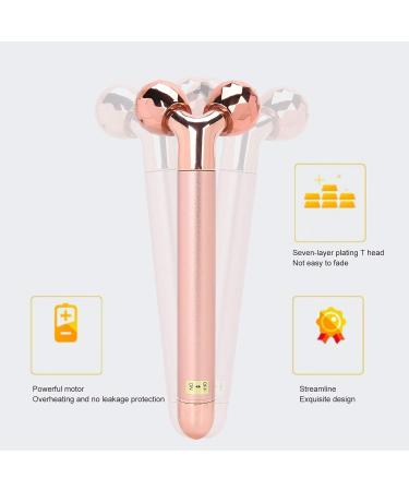3D Roller Face Massager V Shaped Facial Rollers Face Slimming Tightening Tool Lifting Face Lines Remove Puffiness (Rose Gold) - Buy Online on SooperMarket.com