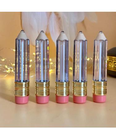WSERE 10 Pieces Pencil Shape Cute Empty 5ml Lipgloss Lip Gloss Tube Containers Bottles Refillable Lip Balm Sample Packaging Tubes