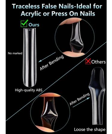 Lionvison 3XL Clear Extra Long Square False Nails Set - 240 Pcs | 12 Sizes Full Cover Press On Tips for Acrylic Nails & Manicure - Buy Online on SooperMarket.com