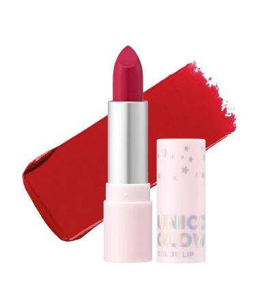 UNICORN GLOW COLOR LIPS #9 DEEP RED 0.12 oz. / 3.5 g Semi Matte Lipstick Vivid Color Nourishes Protects Lips 09 DEEP RED