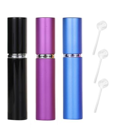 ZHIYE 10ML Perfume Atomiser Spray Bottle 3 Pieces Refillable Refilling Travel Size Perfume Bottles in Pocket & Handbag Black & Purple & Blue 10ML Black+purple+blue