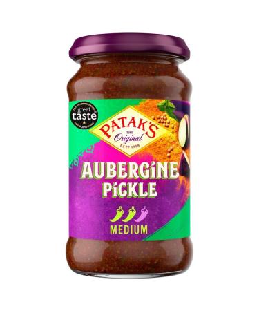 Pataks Aubergine Brinjal Pickle | A Sweet Pickle Made with Aubergines and Spices | 312g | (Pack of 2)