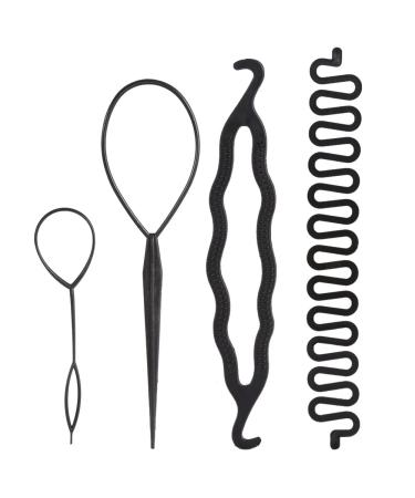 Hair Bun Maker Braiding Styling Disk Twist DIY Tools Accessories 4/9Pcs (4Pcs with Braider)