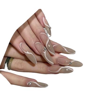 Temperament-enhancing manicure hand-wearing ribbon manicure finished product detachable nail patch flash drill.(M)