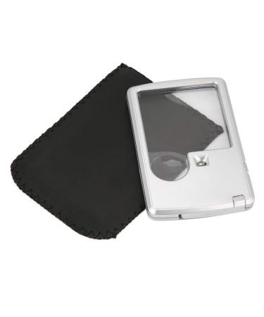 Card Type Magnifying Glasses Credit Card Sized Magnifying Lenses Ideal Pocket Magnifier for Reading Magnifying Glass with LED Light and Leather Case