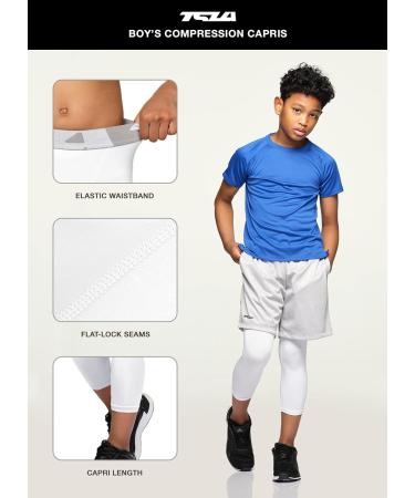TSLA Boys Youth UPF 50+ Compression Pants 2-Pack, White/Blue, Size 6 - Buy Online on SooperMarket.com