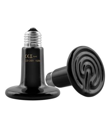 Caldarax 2 Pack 150W Terrarium Reptile Heat Bulb E27 Infrared Ceramic Heating Lamps AC 220-240V Ceramic Heat Emitter for Reptiles Lizards Tortoise Snakes Chicken