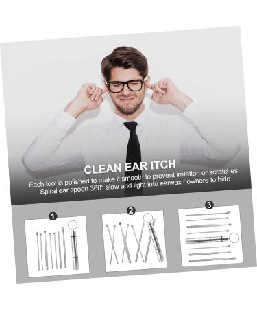Stainless Steel Ear Cleaning Kit with 7 Picking Spoons - Rotary Tool Set for Ear Cleaning - Buy Online on SooperMarket.com