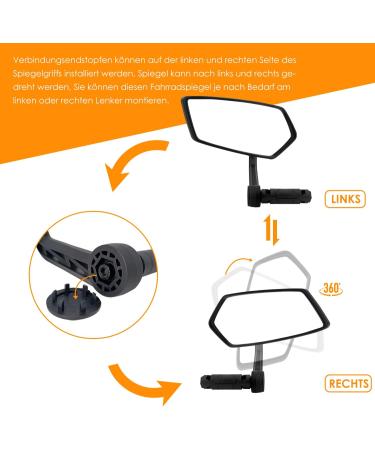 Arkham Bike Mirror - HD Real Glass Extra Large Left Handlebar (15-20mm) for E-Bikes - Premium Square Bicycle Back Mirror - Buy Online on SooperMarket.com
