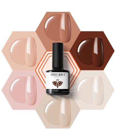 Modelones Gel Nail Polish Set- 6 Colors Nude Gel Polish All Seasons Skin Tones Pink Neutral Brown Gel Polish Kit, Soak Off LED Gel Nail Kit Manicure DIY Nail Art Home Salon Mothers Day Gifts for Women A1 A Going Nude