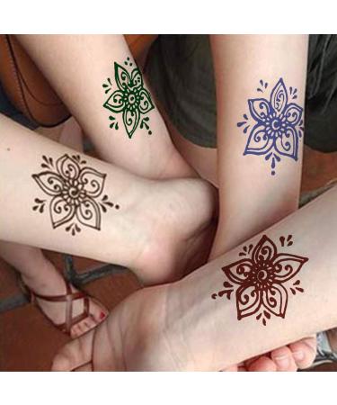 Temporary Tattoos Kit - 4 Pcs with 3 Colors | DIY Tattoos for Women, Kids & Men - 78 Pcs Stencils & Body Markers - Buy Online on SooperMarket.com