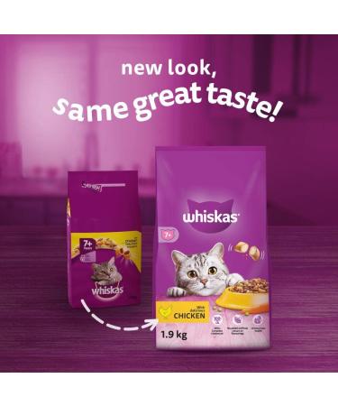 Whiskas 7+ Senior Chicken 4 x 1.9 kg Bags Senior Dry Cat Food 1.9 kg (Pack of 4) - Buy Online on SooperMarket.com