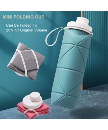 20oz Dark Green Collapsible Water Bottle | Leakproof & Reusable | BPA-Free Silicone | Portable for Gym, Camping & Travel - Buy Online on SooperMarket.com
