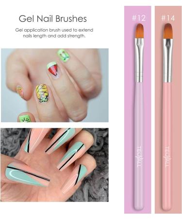 TEOYALL 7 PCS Gel Nail Brushes Set - Oval Flat & Builder Tips for Poly Gel Extension - Multicolor Nail Art Brushes - Buy Online on SooperMarket.com