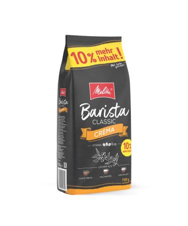 Melitta Barista Classic Crema entire coffee beans 1.1kg uncomfortable coffee beans for fully automatic coffee medium roasting strength 3 crema 1.1 kg (1 Pack)