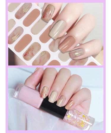Kalolary 20PCS Pink Marble Gel Nail Polish Strips | Waterproof Adhesive Wraps with Nail File - UV/LED Lamp Required - Buy Online on SooperMarket.com