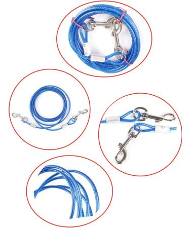 Dog Tie Out Cable and Stake 30ft Outside Dog Leash & Chain for Camping and Yard 16'' Heavy Duty Anti Rust Spiral Stake for Medium-Large Dogs Up to 125 lbs (30FT Blue) - Buy Online on SooperMarket.com