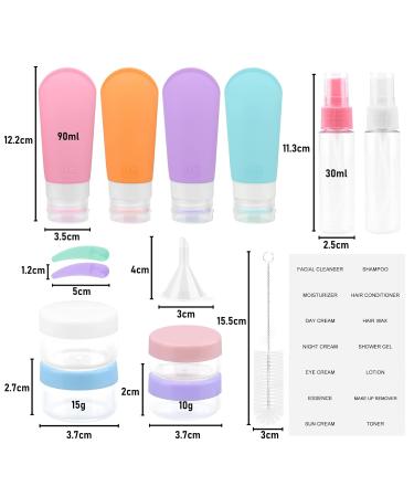 Etopgo Silicone Travel Bottles Set - 16 TSA Approved Multicolor Fillable Containers for Shampoo Lotion & More | Travel Size Essentials - Buy Online on SooperMarket.com