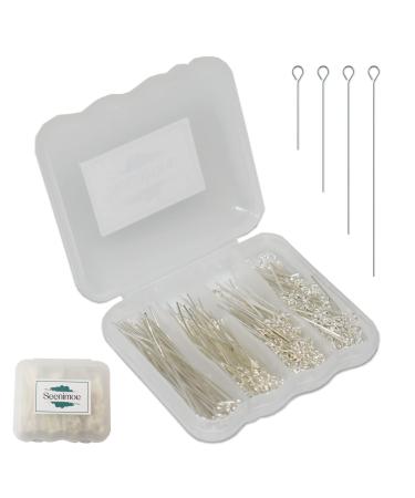 Seenimoe 300pcs 20/30/40/50mm 22 Gauge Open Eye Pins Head Pins Ball Pins for Earring Bracelet Pendant Jewelry Making (Eye Pins  Silver Plated) Eye Pins Silver Plated