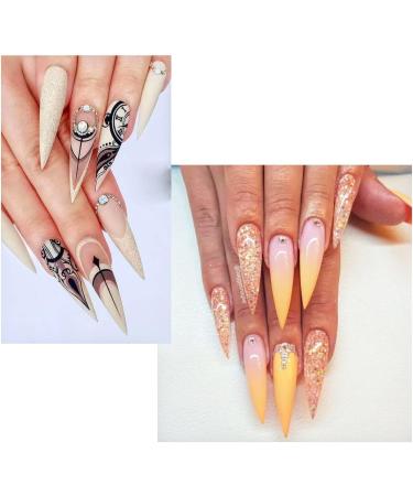 JZK 500x Clear Extra Long Half Cover Stiletto Nail Tips For Acrylic Extensions Long Pointy False Nail Tips For Gel And Acrylic Nails Finger Nail Extension Tips For Nail Salon - Buy Online on SooperMarket.com
