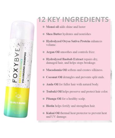 FoxyBae Bae Area Bounce Volumizing Shampoo - 12-in-1 Blend for Volume, Shine, and Hair Growth with Biotin, Argan Oil, and Shea Butter - Sulfate, Paraben, and Cruelty-Free - 10 Fl OZ - Buy Online on SooperMarket.com
