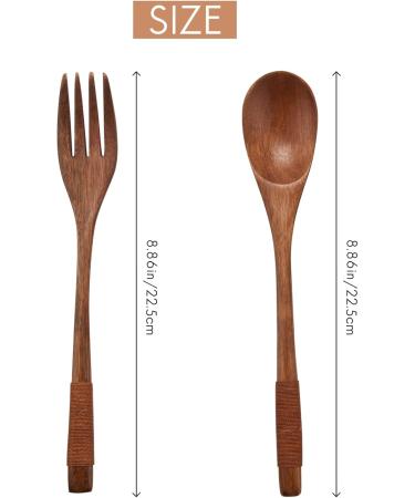 AIDIRui 8 Pcs Wooden 9 inchJapanese Spoon Fork Set Kitchen Tableware Natural Wood Cutlery Wooden Dinner Cutlery Set - Buy Online on SooperMarket.com