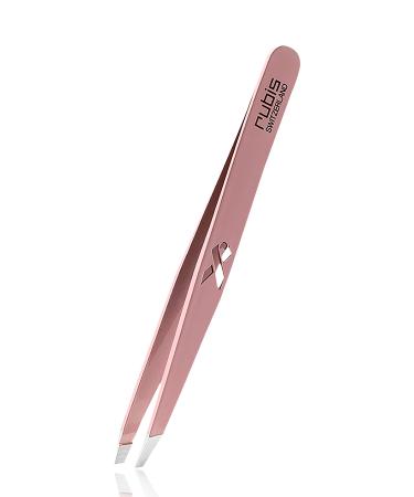 Rubis tweezers slanted in pink - cosmetic tweezers with engraved breast cancer ribbon
