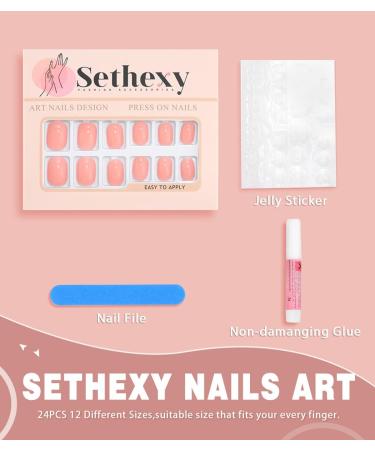 Sethexy Short Square Pink False Nails - 24Pcs Glossy Pure Color Collection for Women and Girls - Buy Online on SooperMarket.com