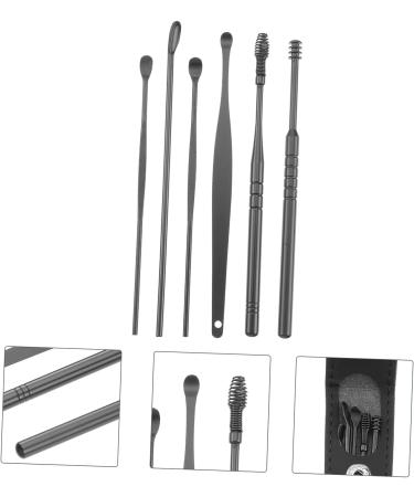 2 Sets Healeved Ear Picking Tool Spring Massage Kit - Black Ear Wax Remover & Cleaner Set 11.5X2.7X1cm - Buy Online on SooperMarket.com