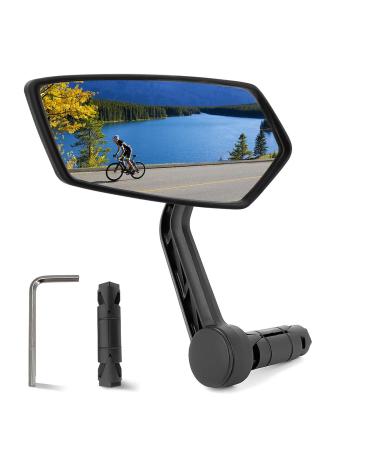 Arkham bike mirror HD real glass extra large mirror area bike mirror for left handlebar 15-20mm bicycle back mirror for e-bike handlebar end (left 1 piece) square left