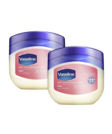 Vaseline, 100% Pure Petroleum Jelly Baby, Dermatologist Recommended, Hypoallergenic, Skin Protectant, Treat & Prevent Diaper Rash and Chafed Skin, Seals out Wetness, 2 pack -13 oz ea