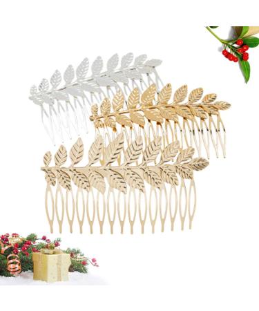 Minkissy 3-Piece Wedding Hairpin Set - Decorative Leaf Bride Accessories in Gold Silver & Rose Gold - Buy Online on SooperMarket.com