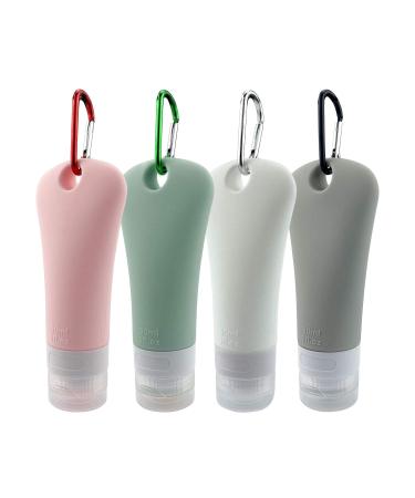 Silicone Travel Bottles Set, Leak Proof Squeezable Portable Tubes Travel Size Toiletries Containers, Travel Tube Sets Cosmetic Toiletry Containers for Shampoo Lotion Soap- 4 Pack (3 fl. oz)