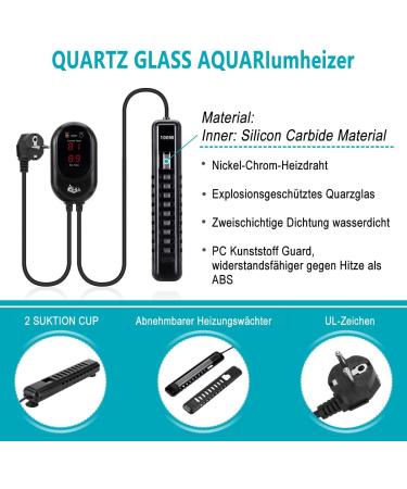 AQQA 200W Aquarium Heater - Adjustable Digital Heating Rod with LED Display & External Controller for Turtles & Aquatic Life (100-500W) - Buy Online on SooperMarket.com