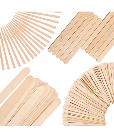 Mibly 4 Style Assorted Wooden Wax Sticks - For Body Legs Face and Small Medium Large Sizes Eyebrow Waxing Applicator Spatulas for Hair Removal or Wood Craft Sticks (Pack Of 450 Assorted Waxing Sticks)