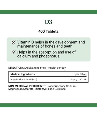 Nature's Bounty Vegetarian Non-GMO Vitamin D3 Vitamin D 1000 IU Supplement Helps to Maintain Immune Function 400 Tablets - Buy Online on SooperMarket.com