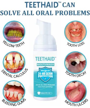Teethaid Mouthwash & Whitening Toothpaste Foam - Heal Ulcers Freshen Breath Prevent Caries (2 Pack) - Buy Online on SooperMarket.com