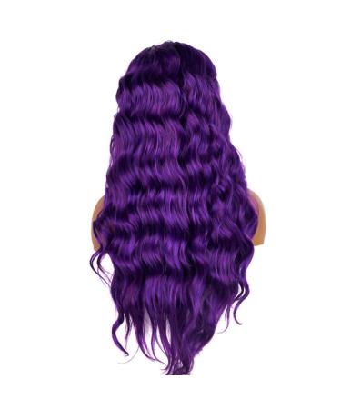 SHIYID Glueless Dark Purple Long Wavy Synthetic Lace Front Wig - Natural Hairline Heat Resistant Wigs for Black Women | Shop Now! - Buy Online on SooperMarket.com