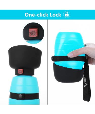 Pecute Dog Water Bottle (17oz/22oz) 2-in-1 Portable with Foldable Bowl | Leak-Proof Dispenser for Outdoor Walking, Hiking | Food-Grade Silicon, Blue - Buy Online on SooperMarket.com