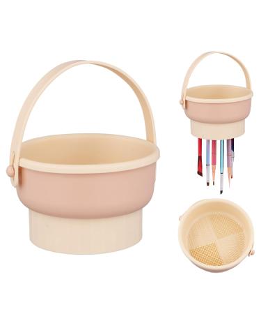 2 in 1 Makeup Brush Cleaning Washing Bowl Makeup Brush Cleaner Mat Silicone Cosmetic Brushes Cleaner Pad with Brush Holder & Handle Makeup Brush Scrubber Tool for Women Girls