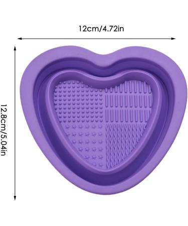 Bexdug Makeup Cleaning Bowl Heart Shape Silicone Makeup Brush Cleaning Mat Bowl | Portable Washing Tool for Brushes Sponges Makeup Cleaning Tools for Makeup Lovers Purple - Buy Online on SooperMarket.com