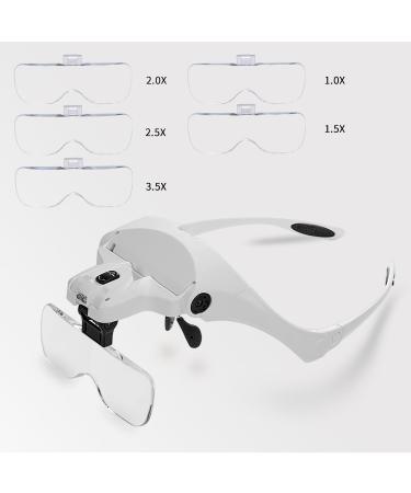 Joybest Headband Magnifier with LED Light - Handsfree Magnifier Glasses for Reading, Jewelry Loupe, Watch Repair, Sewing & More - Includes 5 Replaceable Lenses - Buy Online on SooperMarket.com