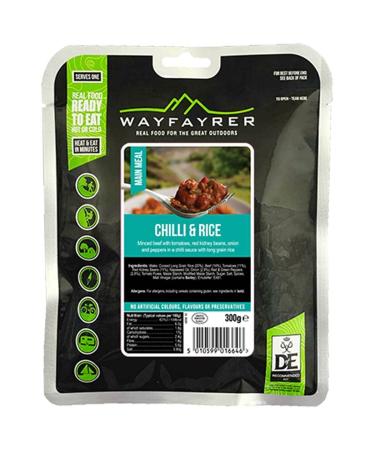 Wayfayrer Chilli & Rice 300g Ready to Eat Hot or Cold Meal Pouch Recommended for Duke of Edinburgh's Award Expeditions Camping Hiking Fishing and Outdoor Adventures