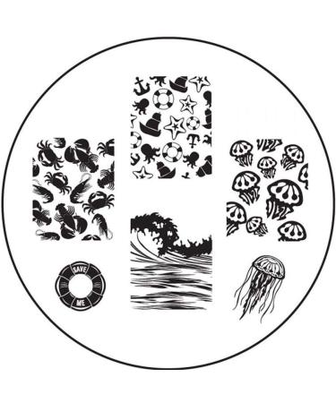 STAMPING STENCIL # BM-504 Summer sea ocean vacation jellyfish crabs beach lifebuoy