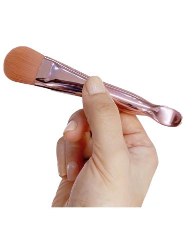 Face Mask Applicator Brush - Dual-Ended Soft Bristles Tool for Mud Clay Charcoal Masks - Cosmetic Beauty Spatula for Creams Lotions and DIY Skincare (Rose Gold)