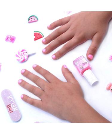 Miss Nella Watermelon Popsicle Safe Neon Pink Glitter Nail Polish for Kids - Non-Toxic, Odour Free Formula | Water Based, Easy Peel Off | Children and Toddlers - Buy Online on SooperMarket.com