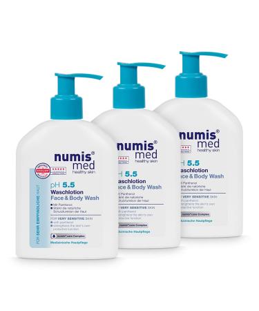 Numis Med Waschotion PH 5.5-3 Pack skin -calming body lotion for very sensitive & sensitive skin - vegan skin care lotion without silicones parabens & mineral oil - body lotion (3x 200 ml)