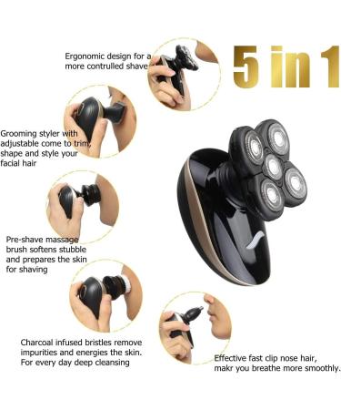 5-in-1 Electric Shaver for Men - Rechargeable Razors Nose & Ear Trimmer Hair Clipper & Facial Cleaning Brush - Ultimate Grooming Solution - Buy Online on SooperMarket.com